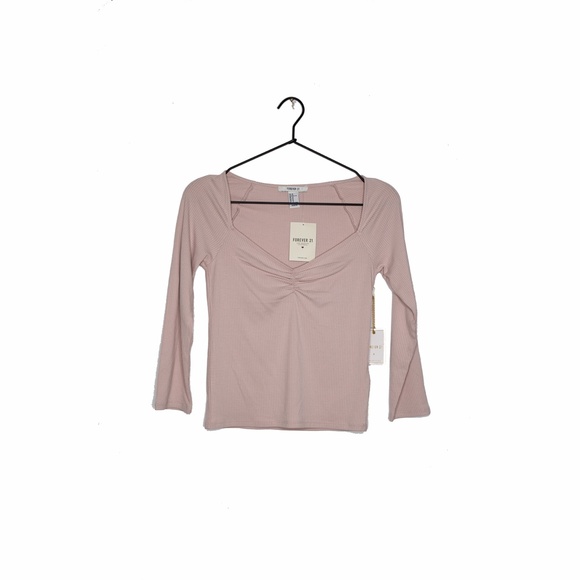 Forever 21 Ruched Ribbed Blush Top NWT - Picture 2 of 7